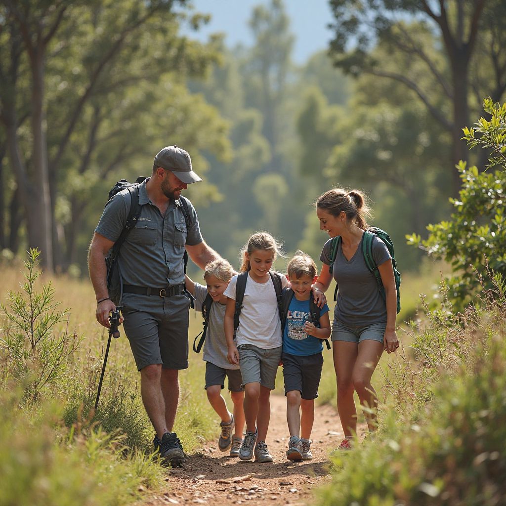 Local Australian families hiking