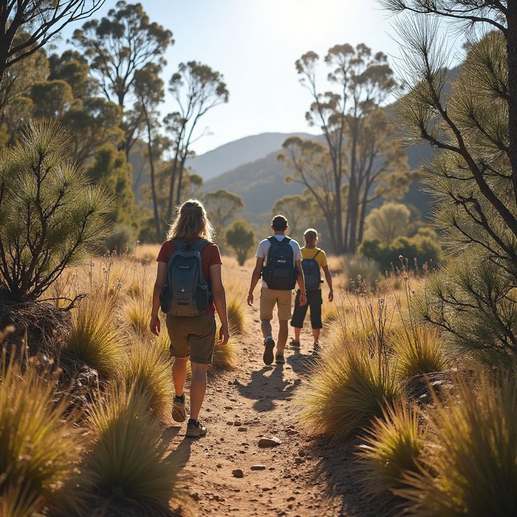 Eco-friendly hiking group in nature